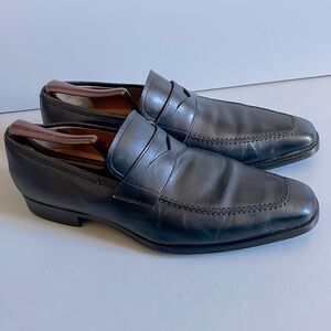 Magnanni Black Leather Slip On penny Loafers Dress Shoes Size 9 M
